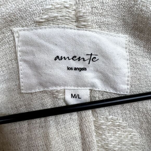 AMENTE Lagenlook Midi Dress Size M/L Linen Cotton Oatmeal Beige Relaxed Pockets - Picture 7 of 11